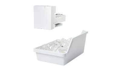 GE Appliances Refrigerator Repair ice maker product isolated on top of a light grey circle